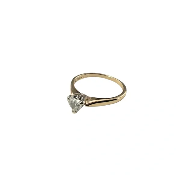 14 Karat Yellow Gold Heart Shaped Diamond Engagement Ring #15689